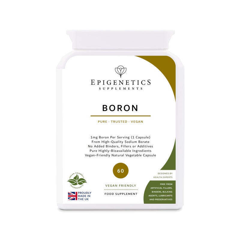 Boron 1mg | 1000mcg | Boron Supplement (Sodium Borate) | 60 Vegan Friendly Capsules UK Made | 1 Capsule Daily (2 Month Supply)